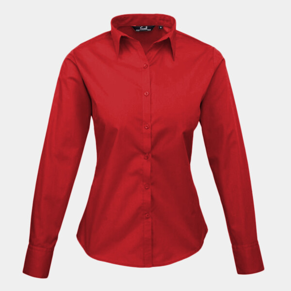 Premier Ladies Long Sleeve Poplin Blouse Thumbnail
