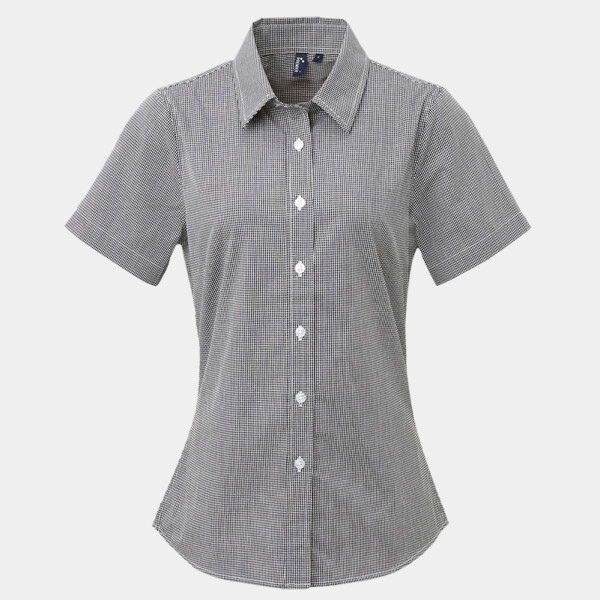 Premier Ladies Gingham Short Sleeve Shirt Thumbnail