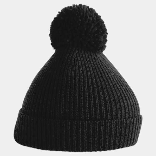 Engineered knit ribbed pom pom beanie Thumbnail